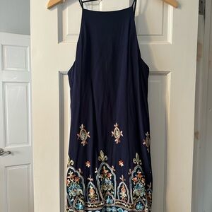 Sequin Hearts Navy Embroidered Dress